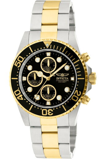 Invictaインビクタ プロダイバー クォーツ ゴールド&スチール ブラックダイヤル 腕時計 1772 Invictaインビクタ プロダイバー クォーツ ゴールド&スチール ブラックダイヤル 腕時計 1772