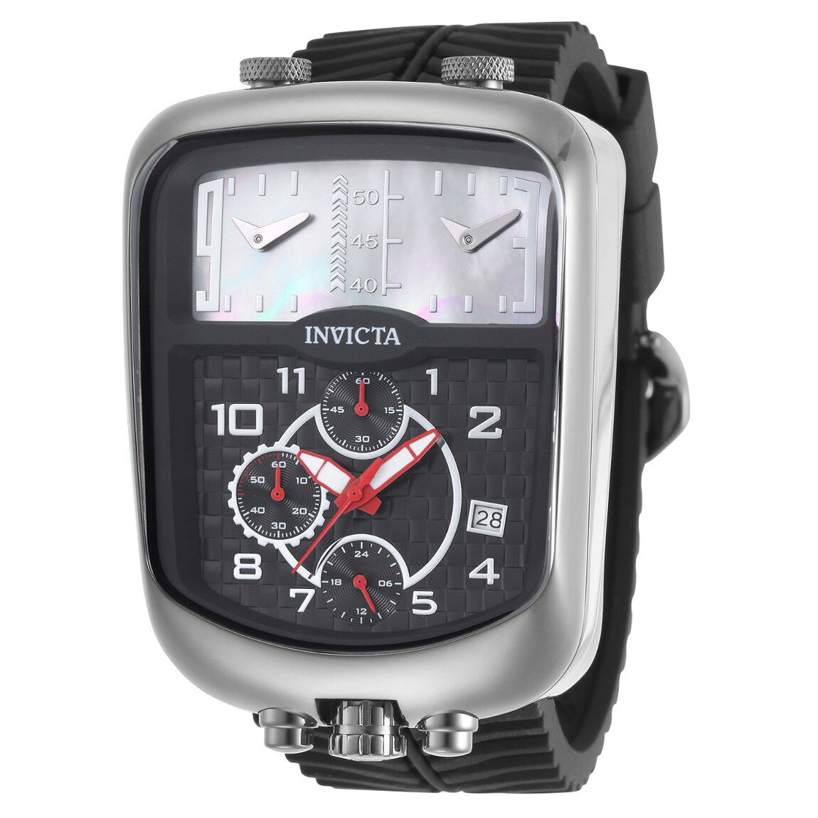 Invicta S1 Rally Dualshift 腕時計 42mm マザーオブパール文字盤 ブラック シリコンバンド メンズ 29704