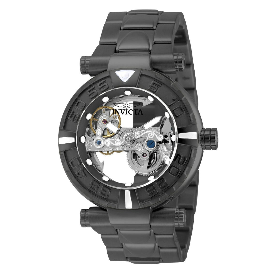 Invicta Subaqua Nebula 腕時計 47mm 自動巻 ブラックケース スケルトン文字盤 ステンレスベルト メンズ 49507