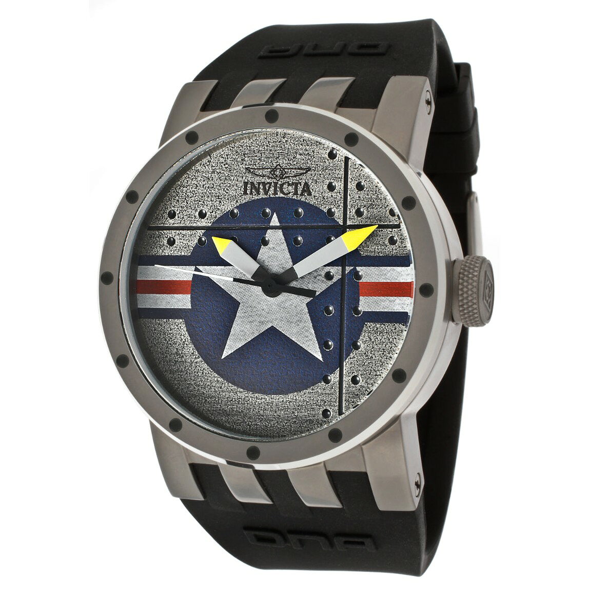 Invicta DNA 腕時計 メンズ 46mm シルバー文字盤 ブラックシリコンバンド クオーツ 100m防水 ZG-11649