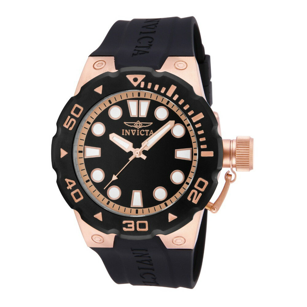 Invictaインビクタ プロダイバー メンズ 腕時計 51mm ブラック ローズゴールド シリコンバンド クォーツ 200m防水 ダイバーズウォッチ
