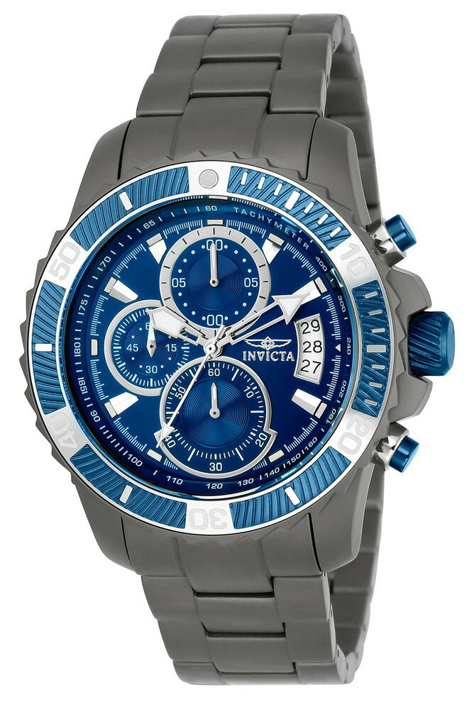 Invictaインビクタ TI-22 メンズ 腕時計 チタン 45mm ブルー文字盤 クロノグラフ クォーツ 100m防水 アナログ ビジネス カジュアル