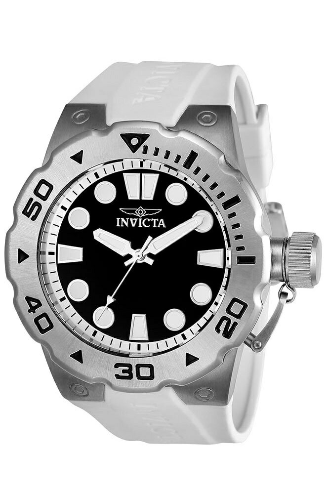 Invictaインビクタ プロダイバー メンズ 腕時計 クォーツ 200m防水 51mmケース ブラック文字盤 ホワイトベルト ダイバーズウォッチ