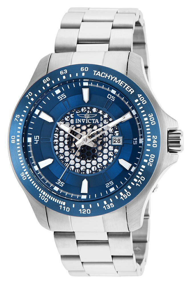 Invictaインビクタ スピードウェイ メンズ 腕時計 クォーツ 100m防水 48mmケース ステンレスベルト ブルー文字盤 アナログ