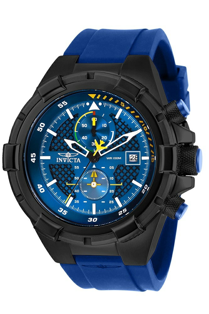 Other - Invictaインビクタ Aviator JetFrame メンズ 腕時計 クオーツ クロノグラフ 100m防水 ブルー文字盤 ブルーシリコンバンド ブラックケース