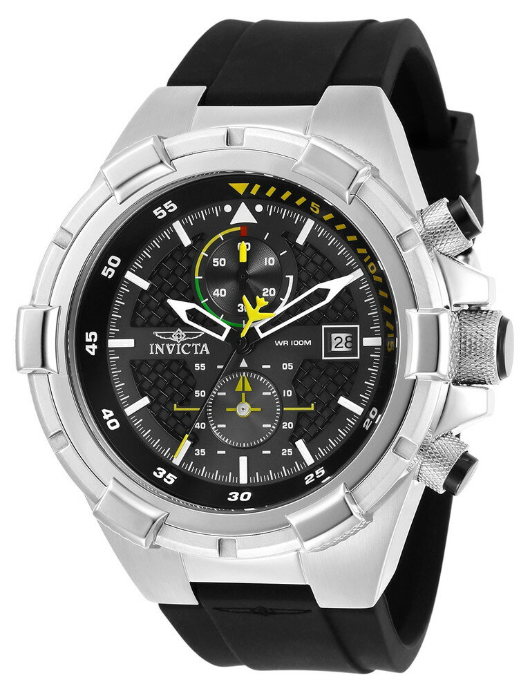 Invictaインビクタ アビエーター メンズ 腕時計 クォーツ クロノグラフ ブラック シリコンベルト 100m防水