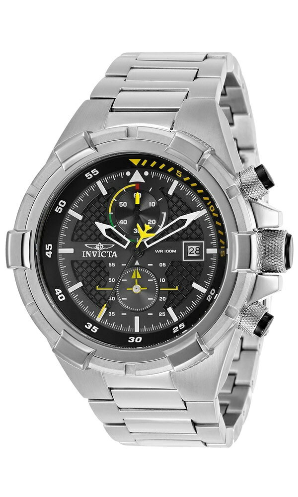 Invictaインビクタ アビエーター ファルコン メンズ 腕時計 クォーツ 100m防水 クロノグラフ ステンレスベルト ブラックダイヤル シルバー
