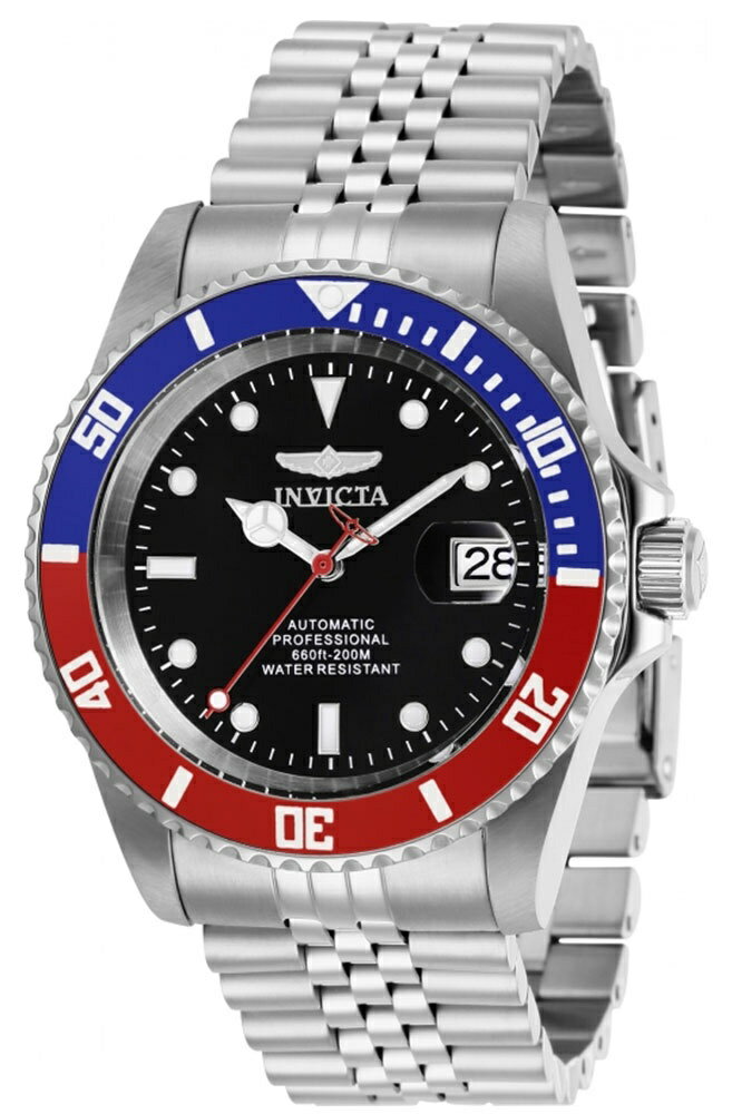 Invictaインビクタ プロダイバー メンズ 腕時計 自動巻き 200m防水 ステンレススチール シルバー ブラック