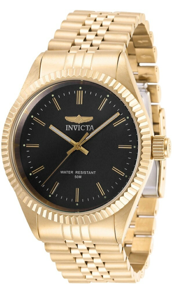 Invictaインビクタ Specialty メンズ 腕時計 クォーツ ゴールド ステンレス チャコール文字盤 50m防水