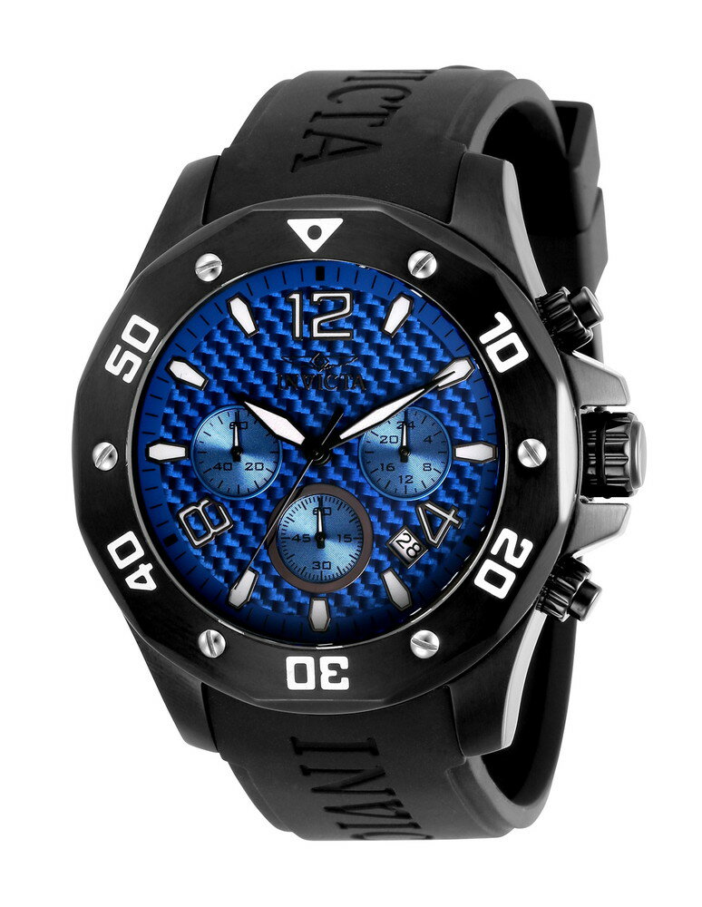 Invictaインビクタ スペシャリティ メンズ 腕時計 クォーツ クロノグラフ 100m防水 ブラック ダークブルー文字盤 シリコンベルト
