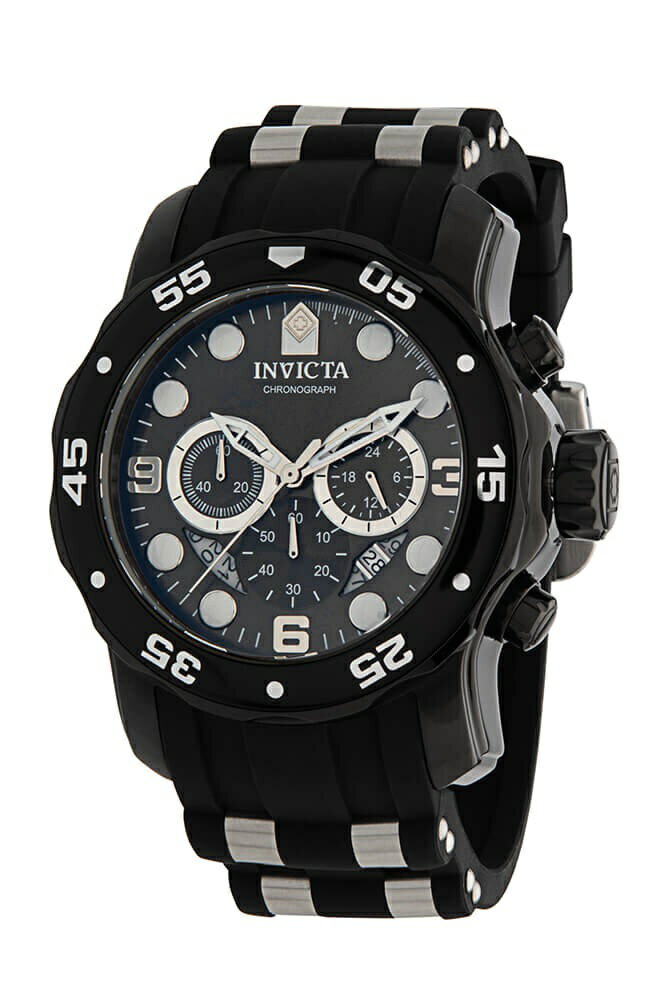Invictaインビクタ Pro Diver メンズ 腕時計 クオーツ 48mm ブラック シリコンバンド ステンレス クロノグラフ 100m防水