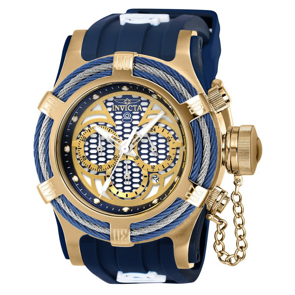 Invictaインビクタ ザ・ダイバー メンズ 腕時計 クォーツ クロノグラフ 100m防水 ブルー ホワイト シリコンベルト 52.5mmケース