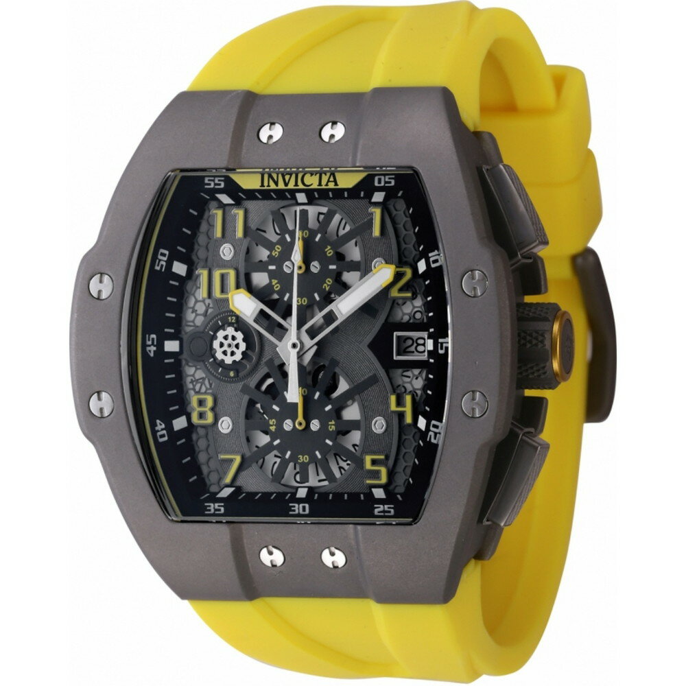 Invictaインビクタ レーシング メンズ 腕時計 チタニウムケース イエロー シリコンベルト サファイアガ..