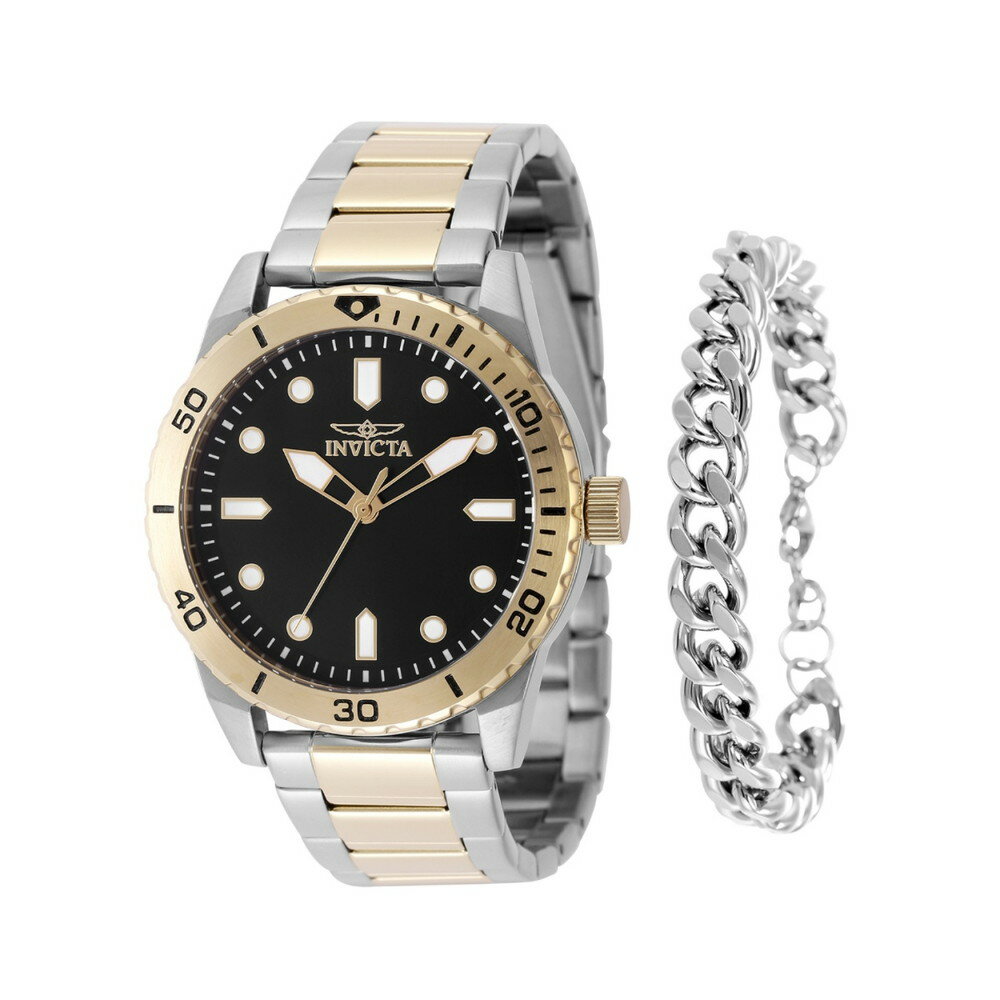 Invictaインビクタ スペシャリティ メンズ 腕時計 ゴールド ステンレス ブラックダイアル クォーツ 50m防水 ブレスレットセット