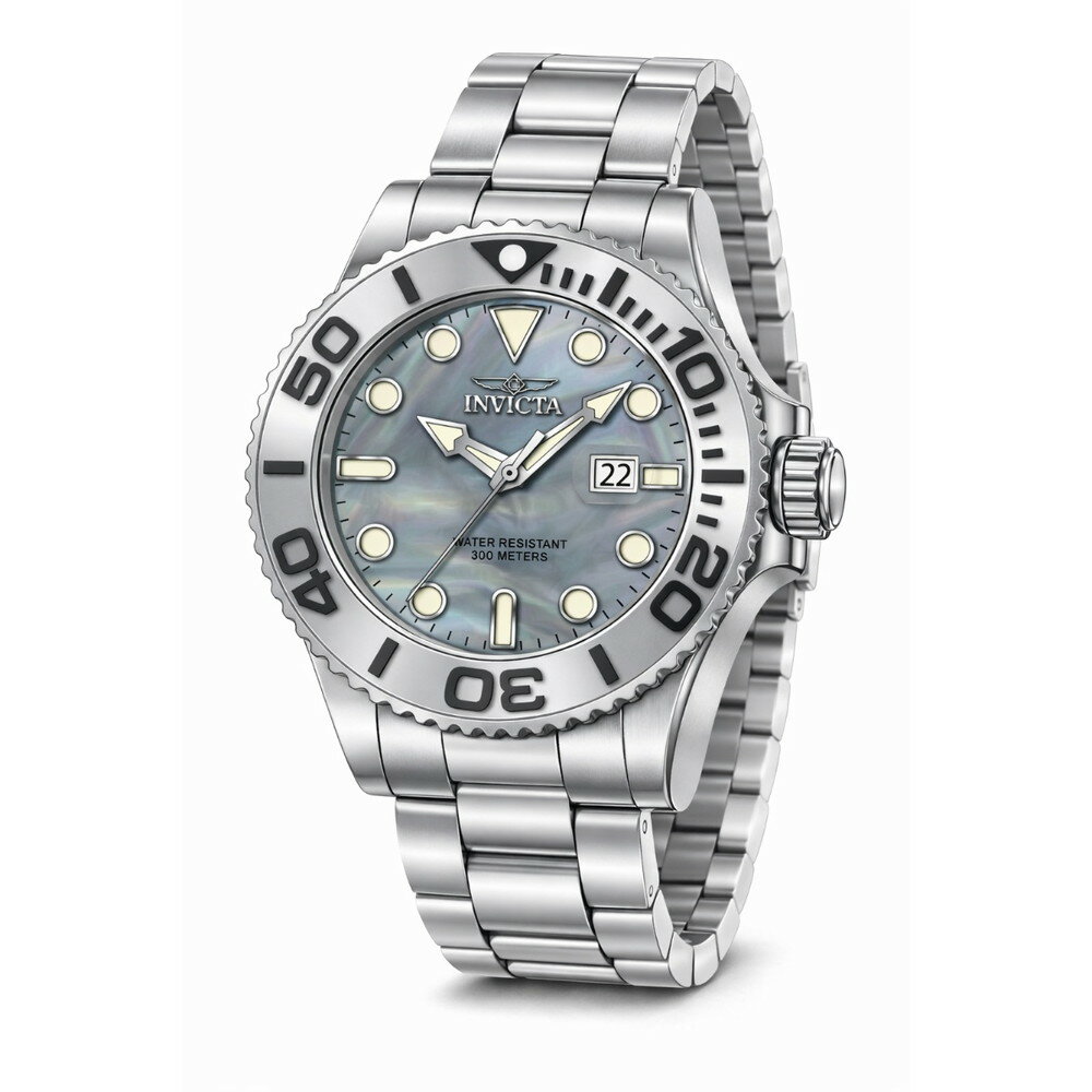 Invictaインビクタ グランドダイバー メンズ 腕時計 52mm ブラックケース マザーオブパール シルバー ..