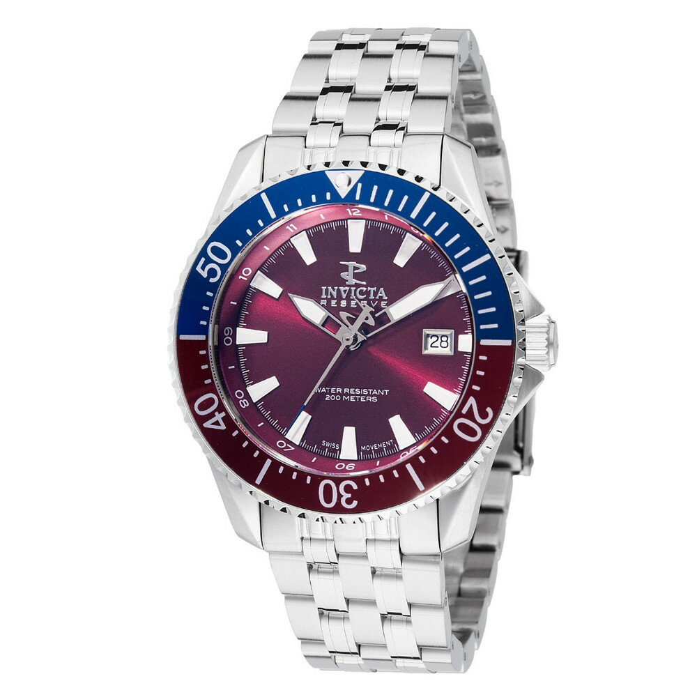 Invictaインビクタ リザーブ メンズ 腕時計 スイス製クォーツ 200m防水 ステンレス レッド文字盤 限定モデル シリアルナンバー1