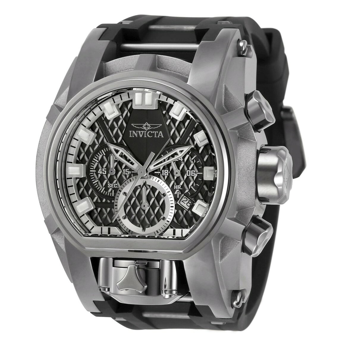 Invicta Bolt Zeus Magnum 腕時計 52mm チタニウムカラー ブラック文字盤 シリコンバンド メンズ 3 basque-10174892 Basqueバスク パッケージ画像