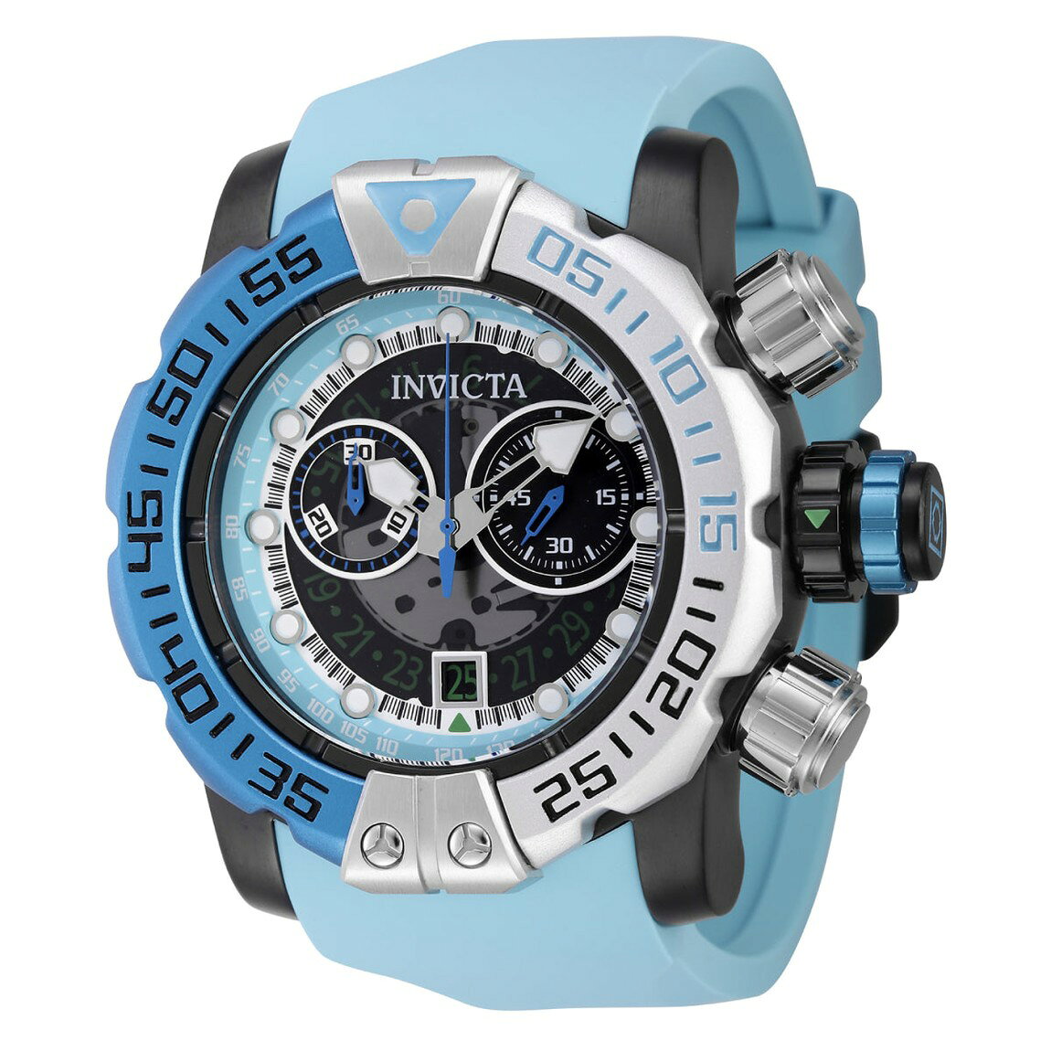 Invicta Sea Hunter 腕時計 57mm ブラックケース ライトブルー ホワイト シリコンバンド メンズ 4484 basque-10173915 Basqueバスク パッケージ画像