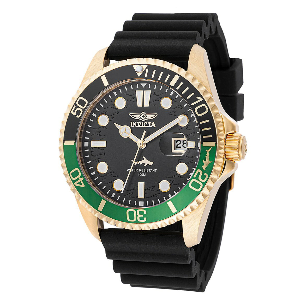 Invicta Pro Diver Shark 腕時計 43mm ブラック文字盤 ゴールドケース メンズ 47168
