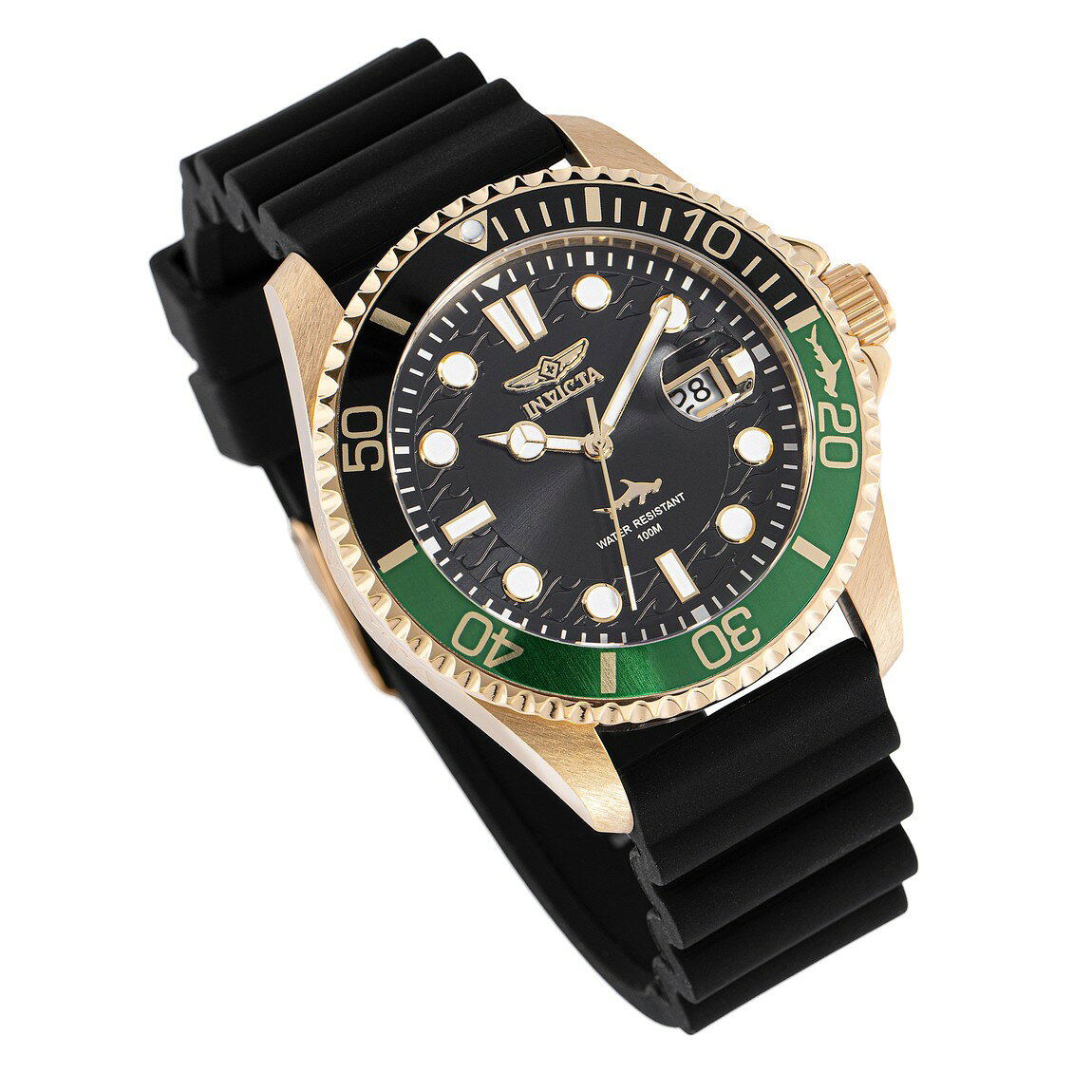 BasqueバスクのInvicta Pro Diver Shark 腕時計 43mm ブラック文字盤 ゴールドケース メンズ 47168｜アングル2
