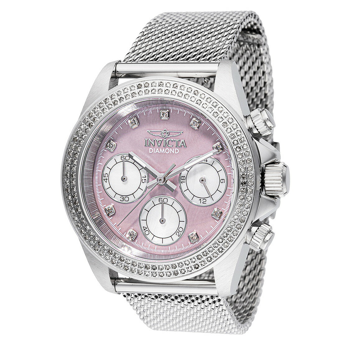 Invictaインビクタ Elite Diamond 男女兼用 腕時計 0.71カラット ダイヤモンド マザーオブパール ピンク 38mm ステンレススチール クォーツ 100m防水 クロノグラフ