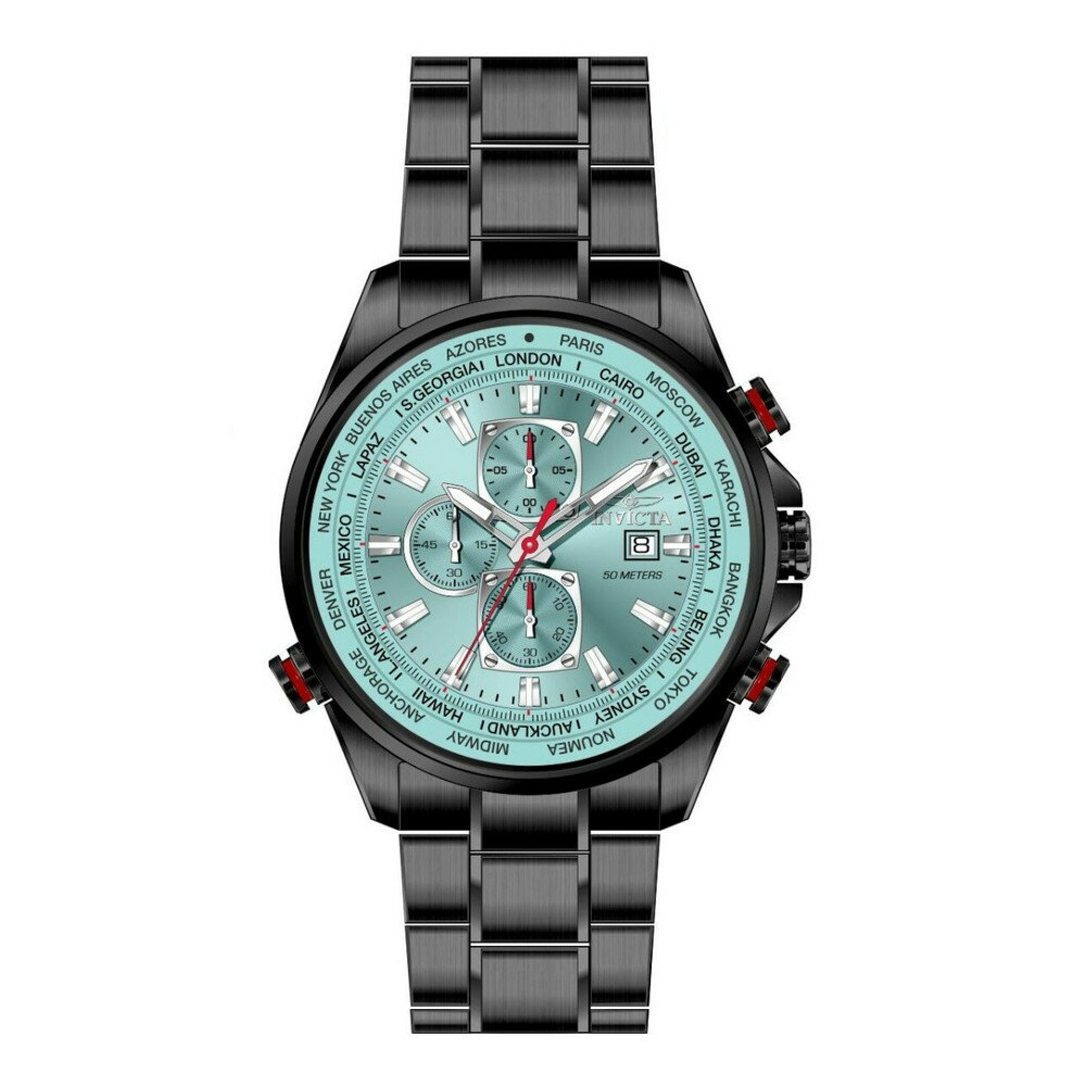 Invictaインビクタ Aviator Interceptor メンズ 腕時計 クォーツ 50mmケース クロノグラフ ステンレスベルト 50m防水 ブルー文字盤