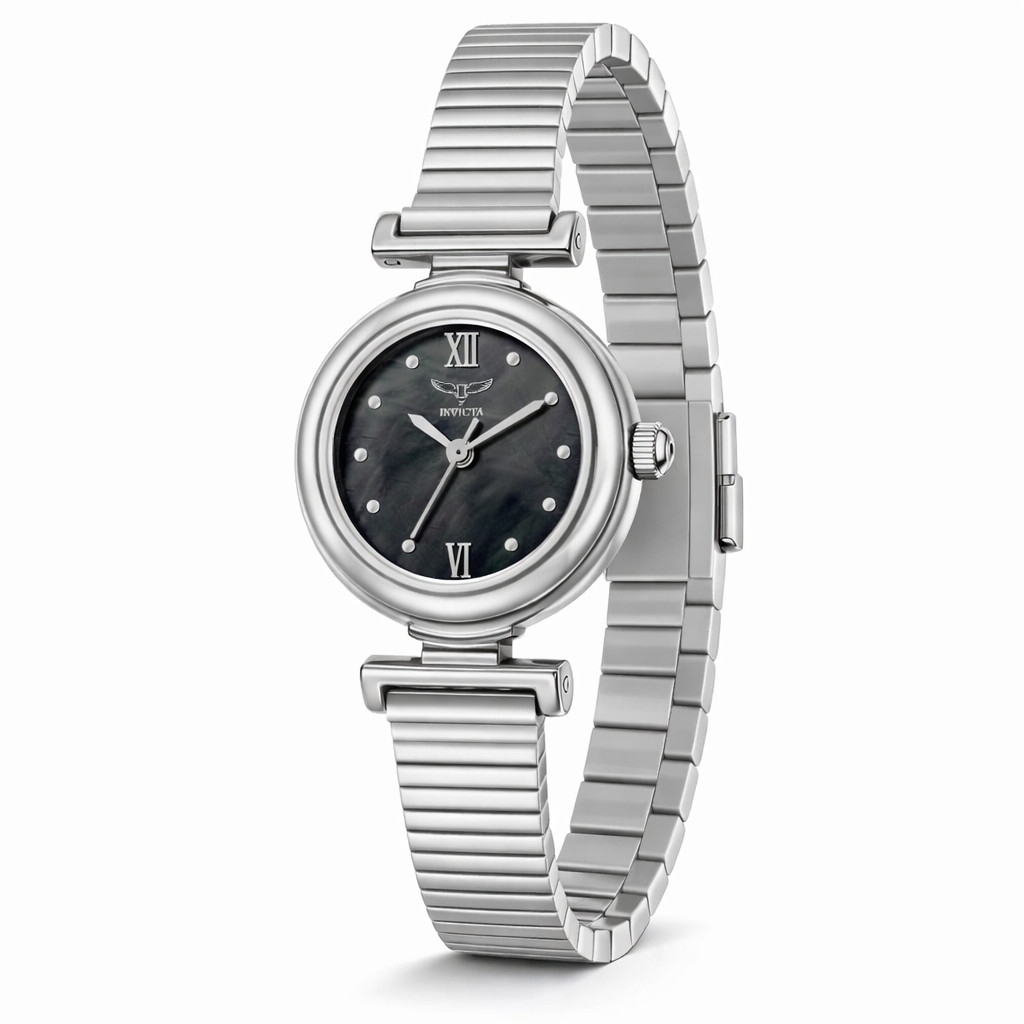 商品説明 インビクタ セレスティアル レディース 腕時計 クォーツ ステンレススチール ブラックダイヤル 30m防水【商品仕様】ケースサイズ：24mmケース素材：ステンレススチールベルト素材：ステンレススチール風防：フレイムフュージョンクリスタル文字盤カラー：ブラック文字盤素材：カッパームーブメント：クォーツ（日本製）防水性能：30mベルト幅：12mmベルト長：235mm留め具：ジュエリータイプ（フォールドオーバープッシュボタン）【特徴】スイスの伝統を受け継ぐインビクタのセレスティアルコレクション。24mmのコンパクトなスチールケースに、銅を使用した深みのあるブラックの文字盤が映える洗練されたデザインです。耐久性に優れたフレイムフュージョンクリスタルを風防に採用し、日常生活での水濡れに対応する30m防水機能を備えています。 商品について 本製品は海外からの輸入品です。取扱説明書が付属する場合は英語表記となり、日本語説明書は付属しておりません。 ご注意 商品イメージは極力商品本来の色が出るよう注意していますが、 ご覧になる環境（ディスプレイ機器、画面解像度） などにより、 若干の違いが出ることがあります。在庫管理に関しましては細心の注意を払っておりますが、他サイトとの併売の為、在庫切れの場合がございます。万が一売り切れの場合はメールご連絡させていただきます。 納期について お届けの目安を必ずご確認ください。