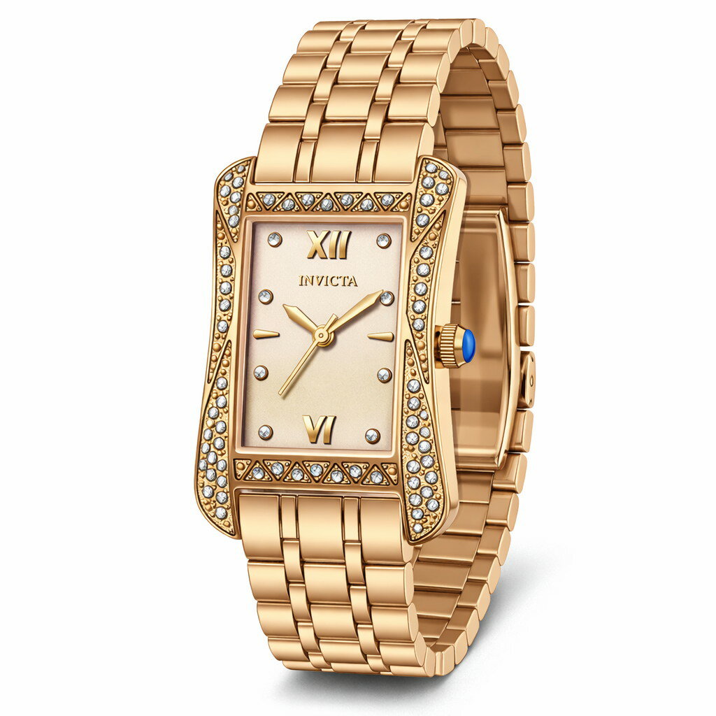 Invictaインビクタ ワイルドフラワー レディース 腕時計 クォーツ 26mmケース ゴールド ステンレスベルト アナログ 30m防水