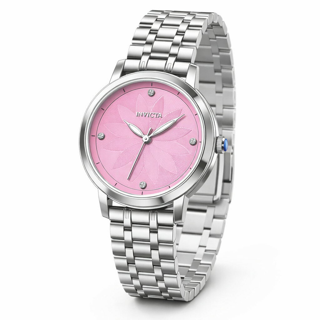Invictaインビクタ Wildflower Tigerlily レディース 腕時計 クオーツ 34mm ステンレス ピンク文字盤 シルバー(2.0)