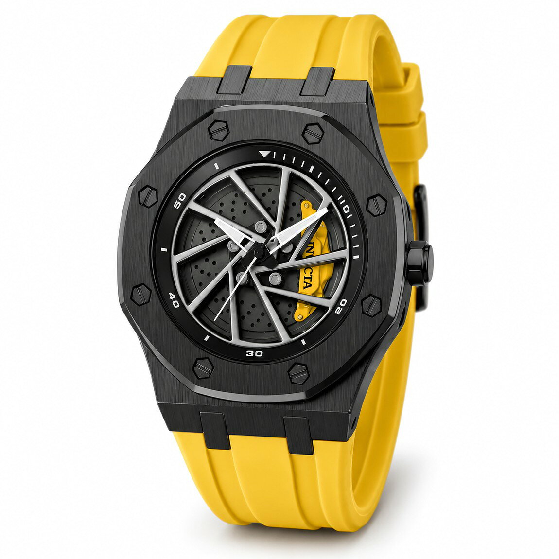 PRODUCT DETAILS Invicta Speedway Rim 腕時計 42mm ブラック/コッパー文字盤 イエロー シリコンバンド メンズ 69493【商品仕様】・ ムーブメント：クオーツ（Caliber MG68）・ ケース素材：ステンレススチール・ ケース径：42mm・ バンド素材：シリコン・ バンド幅：27mm・ 文字盤色：ブラック、コッパー・ 風防：フレームフュージョンクリスタル・ 防水：30m【特徴】・ ブラックのケースに鮮やかなイエローのシリコンバンドを組み合わせたSpeedway Rimモデルです。・ 文字盤はブラックとコッパーのカラーリングで装飾されています。・ 風防には耐性のあるフレームフュージョンクリスタルを採用しています。・ アクティブなスポーツシーンからビジネスシーンまで、幅広い用途に対応するデザインです。・ 1837年の創立以来続くInvictaの設計思想に基づき、多様なライフスタイルに適合するよう作られています。 ■ 商品について 海外輸入品（説明書は英語表記の場合あり） ■ ご注意 ・掲載画像は実物に近い色味になるよう調整しておりますが、ご利用の環境により差異が生じる場合があります。・複数店舗で在庫を共有しているため、ご注文後に在庫切れとなる場合がございます。 ■ 納期について お届けの目安を必ずご確認ください。 海外正規ルート仕入れ品 海外ブランド ▼ 海外正規ブランド店 正規代理店 ▼ 当 店 ※本商品は並行輸入品です 製造元は正規品と同一のブランド・メーカーです。当店では海外正規ルートより仕入れた商品を取り扱っております。流通ルートが異なるのみで、商品自体に違いはございません。 ── 当店の商品について ── 正規品のみ取り扱い 海外正規店・正規代理店から商品を直接仕入れ、国内に輸入して販売しております。 日本未入荷・海外限定モデルも多数 日本未入荷・海外限定モデルも多数取り扱っております。サイズ・カラー違いや海外限定で販売された製品など、日本では手に入りにくいアイテムをお届けいたします。 お求めやすい価格の理由 海外市場での価格差や流通ルートの違いにより、国内販売価格よりお求めやすくなっております。品質はそのままに、よりお手頃な価格でお届けいたします。 安心保証 ご使用前に万が一、製品に不具合がございました場合は、交換または商品代金のご返金にて対応させていただきます。商品到着後5日以内にご連絡ください。 ご注意 海外からの輸入品となります。海外輸送のため、外箱に軽微なスレ等がある場合がございますが、商品本体には影響ございません。 ※在庫状況は仕入先の在庫情報をもとに出来る限り正確に表示しておりますが、取寄せ商品のため、タイミングによりご注文後に欠品・キャンセルとなる場合がございます。 お探しの商品がございましたら、お気軽にご相談ください。