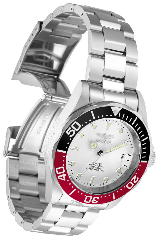 Invictaインビクタ Pro Diver メンズ 腕時計 アナログ 自動巻き ダイバーズウォッチ 20気圧防水 ホワイトダイヤル ステンレス シルバー