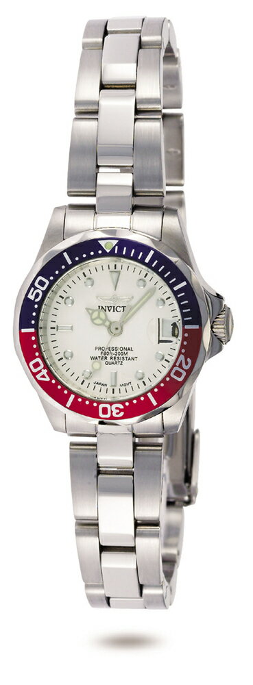 Invictaインビクタ プロダイバー レディース 腕時計 24.5mm ステンレス シルバー クオーツ 100m防水 日付表示