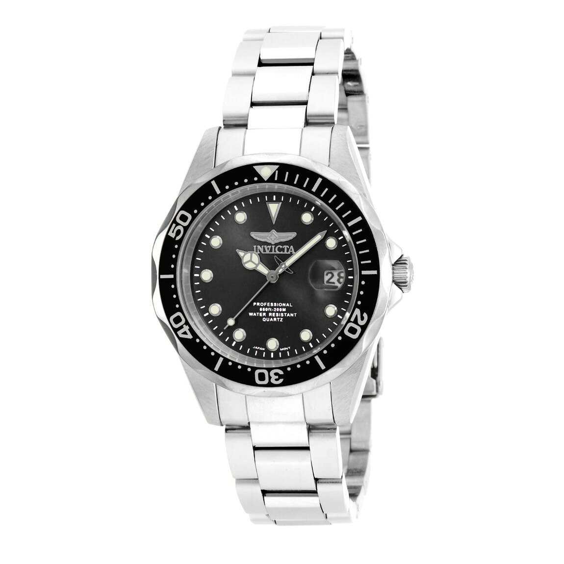 Invicta Pro Diver 腕時計 38mm ブラック文字盤 ステンレス シルバー メンズ 17046