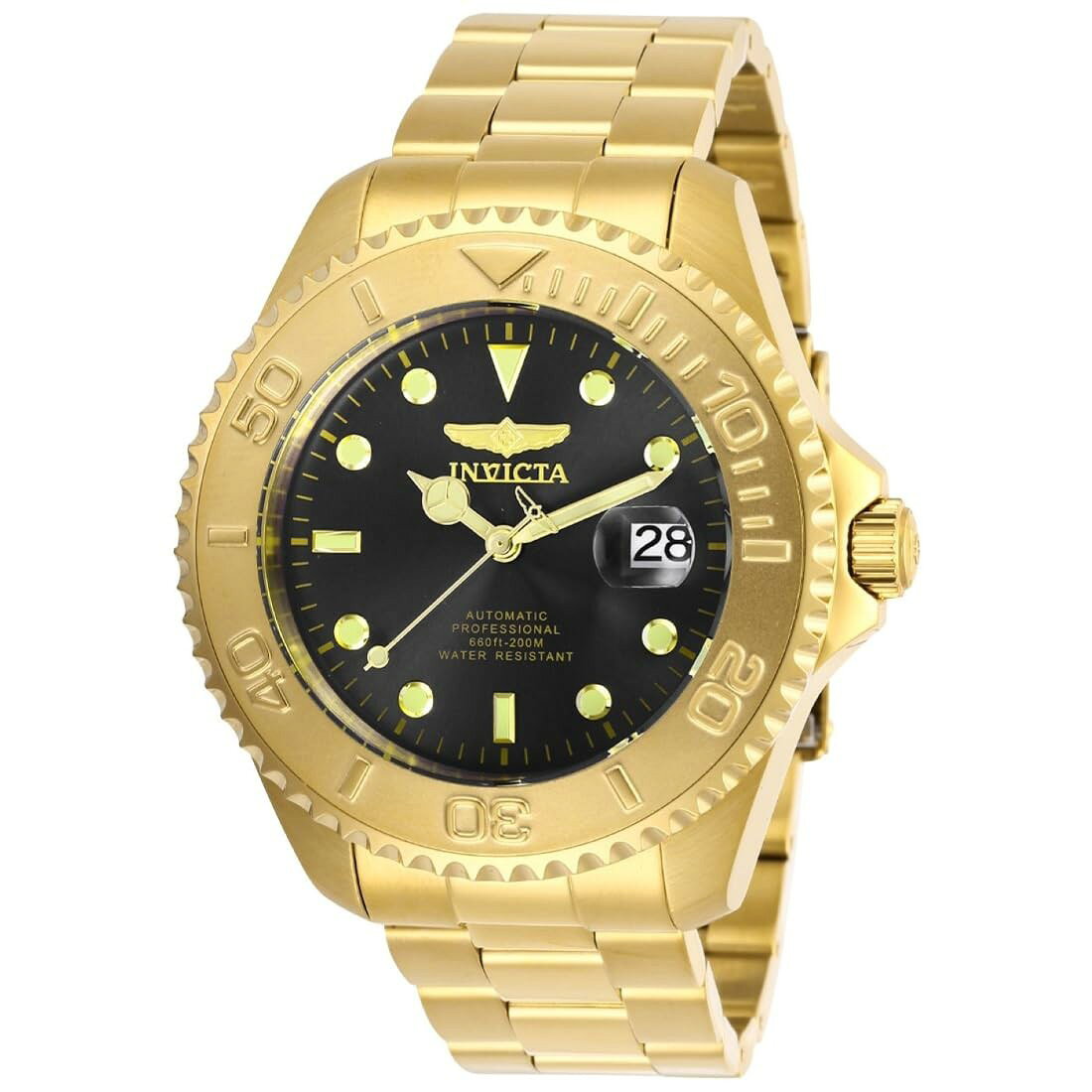 インビクタ Pro Diver メンズ 自動巻き チャコール文字盤 ゴールド ステンレス 47mm