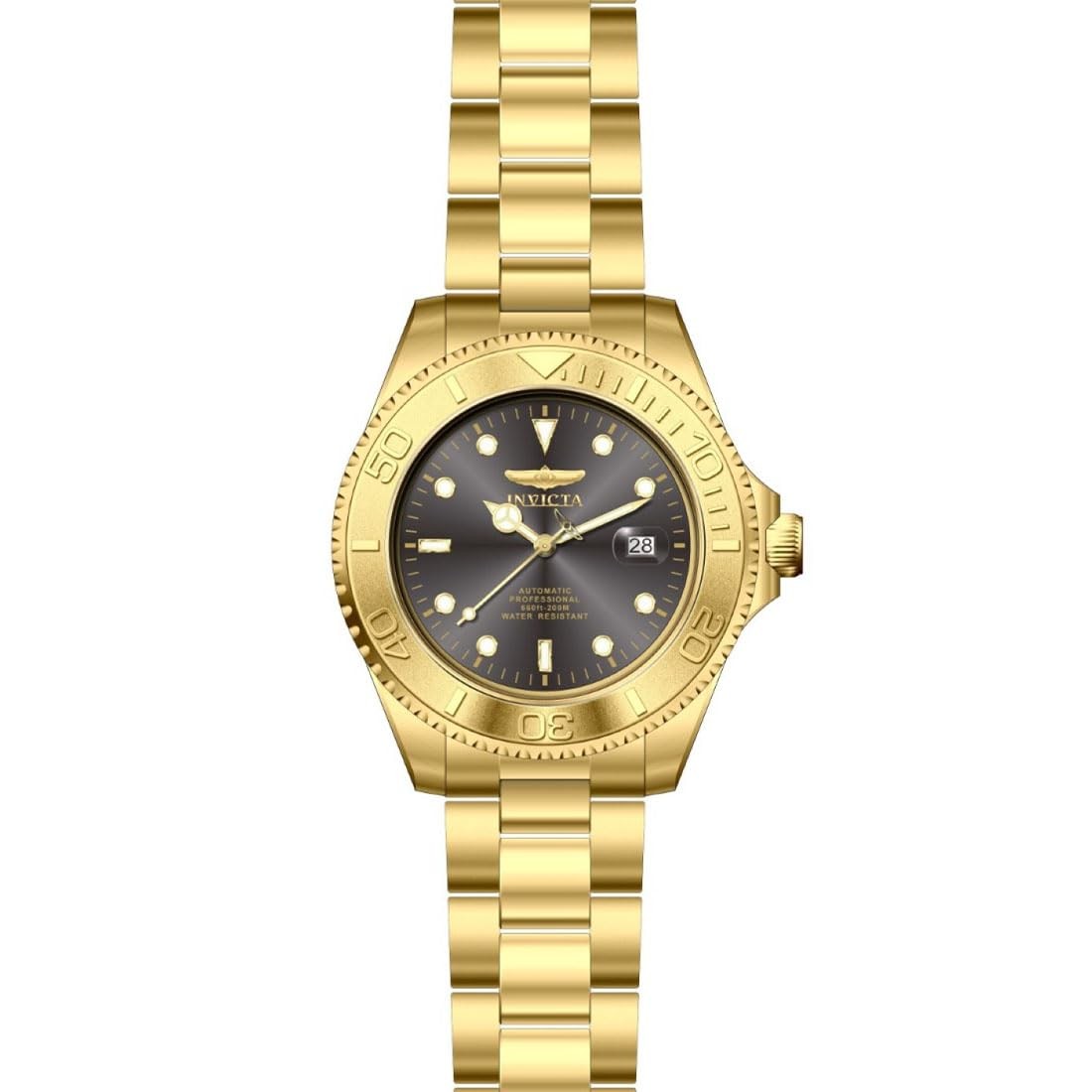 Basqueバスクのインビクタ Pro Diver メンズ 自動巻き チャコール文字盤 ゴールド ステンレス 47mm｜アングル2