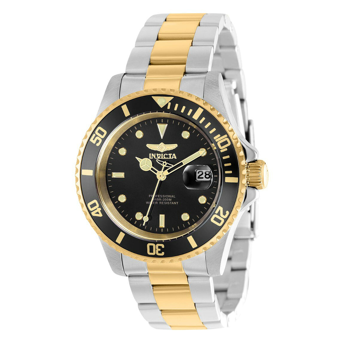 Invicta Pro Diver 腕時計 40mm ブラック文字盤 ゴールド/シルバー ステンレス クォーツ メンズ 37158