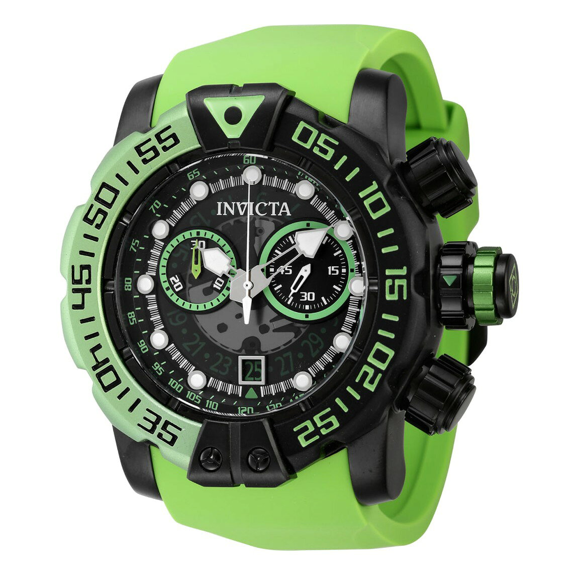 Invicta Sea Hunter 腕時計 57mm ケース ブラック グリーン シリコンバンド メンズ 44847 basque-10072583 Basqueバスク パッケージ画像