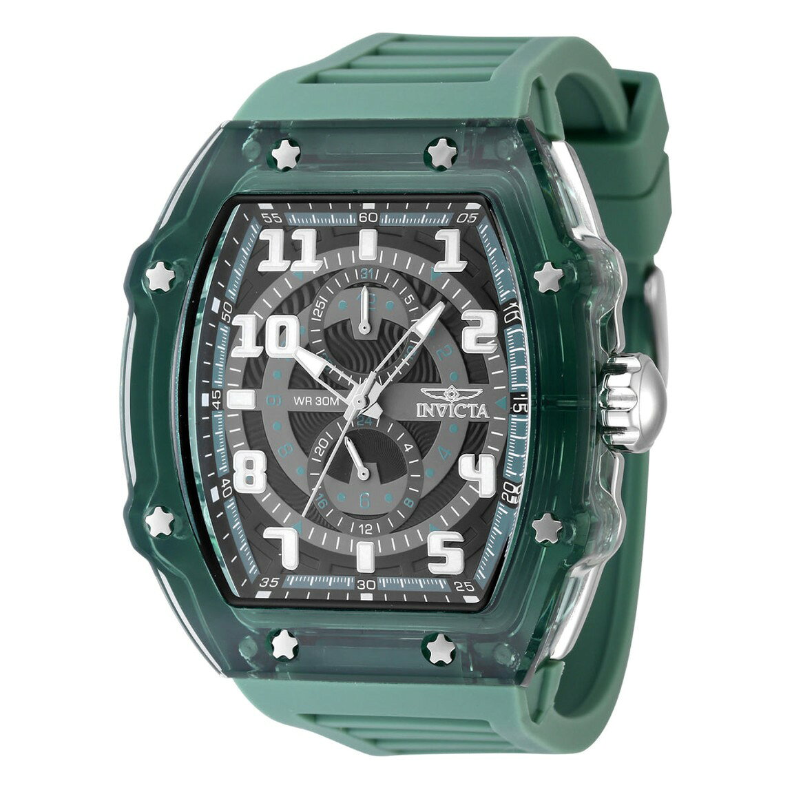 Invicta Racing Cyclone 腕時計 49mm グリーンケース ブラック文字盤 メンズ 48445