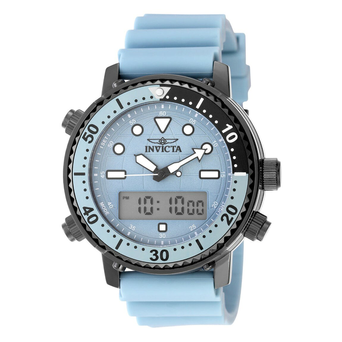 Invicta Pro Diver 腕時計 47mm ライトブルー ブラック ケース シリコンバンド メンズ 49446