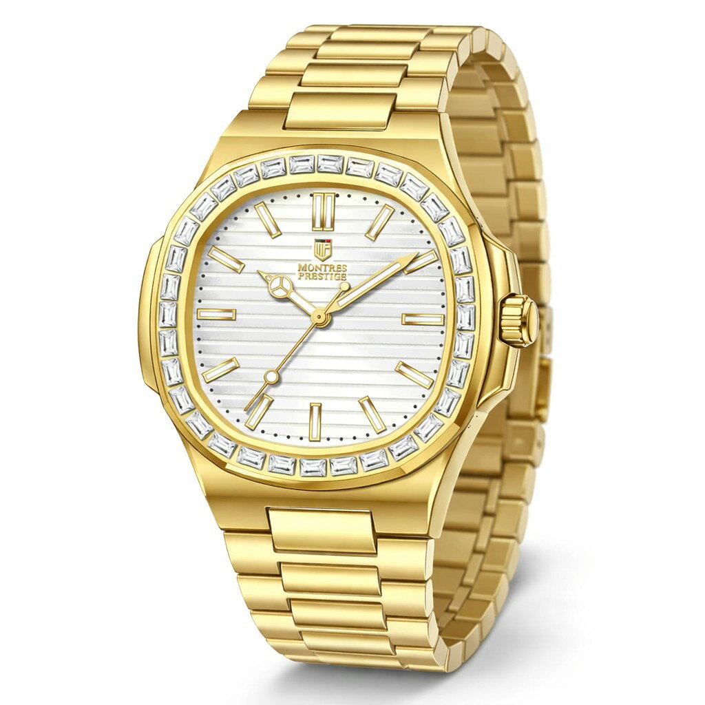 Invicta Montres Prestige 腕時計 40mm ゴールドケース ホワイト/カッパー文字盤 ステンレスバンド メンズ MPW-0325