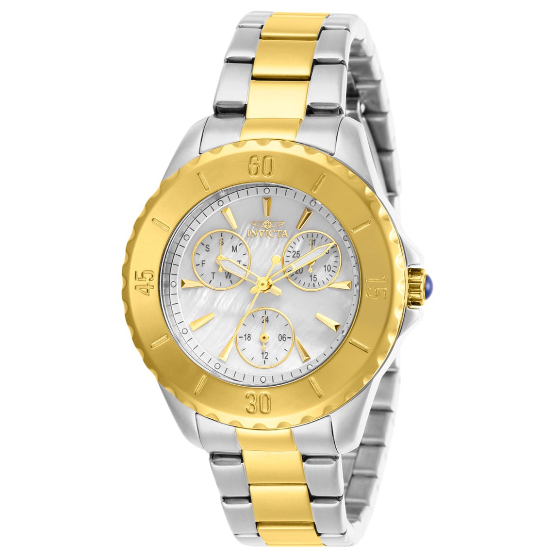 PRODUCT DETAILS Invicta Angel 腕時計 38mm ホワイト/オイスター文字盤 ゴールド/シルバー 29110 レディース【商品仕様】・ ムーブメント：クォーツ（TMI VH68）・ ケース素材：ステンレススチール・ ケース径：38mm・ バンド素材：ステンレススチール・ バンド幅：18mm・ バンド長：180.5mm・ 文字盤色：ホワイト、オイスター・ 風防：フレームフュージョンクリスタル・ 防水性能：100m【特徴】・ 多様なスタイルやシーンに調和するよう設計されたInvicta Angelコレクションのモデルです。・ 文字盤にはホワイトとオイスターカラーのメタル素材を採用しています。・ 風防には耐性のあるフレームフュージョンクリスタルを使用しています。・ シルバーとゴールドのカラーリングを施したステンレススチール製バンドを装備しています。・ 100m（10気圧）の防水性能を備え、日常のさまざまな場面に対応します。 ■ 商品について 海外輸入品（説明書は英語表記の場合あり） ■ ご注意 ・掲載画像は実物に近い色味になるよう調整しておりますが、ご利用の環境により差異が生じる場合があります。・複数店舗で在庫を共有しているため、ご注文後に在庫切れとなる場合がございます。 ■ 納期について お届けの目安を必ずご確認ください。 海外正規ルート仕入れ品 海外ブランド ▼ 海外正規ブランド店 正規代理店 ▼ 当 店 ※本商品は並行輸入品です 製造元は正規品と同一のブランド・メーカーです。当店では海外正規ルートより仕入れた商品を取り扱っております。流通ルートが異なるのみで、商品自体に違いはございません。 ── 当店の商品について ── 正規品のみ取り扱い 海外正規店・正規代理店から商品を直接仕入れ、国内に輸入して販売しております。 日本未入荷・海外限定モデルも多数 日本未入荷・海外限定モデルも多数取り扱っております。サイズ・カラー違いや海外限定で販売された製品など、日本では手に入りにくいアイテムをお届けいたします。 お求めやすい価格の理由 海外市場での価格差や流通ルートの違いにより、国内販売価格よりお求めやすくなっております。品質はそのままに、よりお手頃な価格でお届けいたします。 安心保証 ご使用前に万が一、製品に不具合がございました場合は、交換または商品代金のご返金にて対応させていただきます。商品到着後5日以内にご連絡ください。 ご注意 海外からの輸入品となります。海外輸送のため、外箱に軽微なスレ等がある場合がございますが、商品本体には影響ございません。 ※在庫状況は仕入先の在庫情報をもとに出来る限り正確に表示しておりますが、取寄せ商品のため、タイミングによりご注文後に欠品・キャンセルとなる場合がございます。 お探しの商品がございましたら、お気軽にご相談ください。