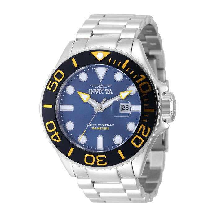 Invicta Grand Diver 腕時計 52mm ブルー文字盤 ブラック/スチール/イエロー ケース ステンレスベルト メンズ 49148
