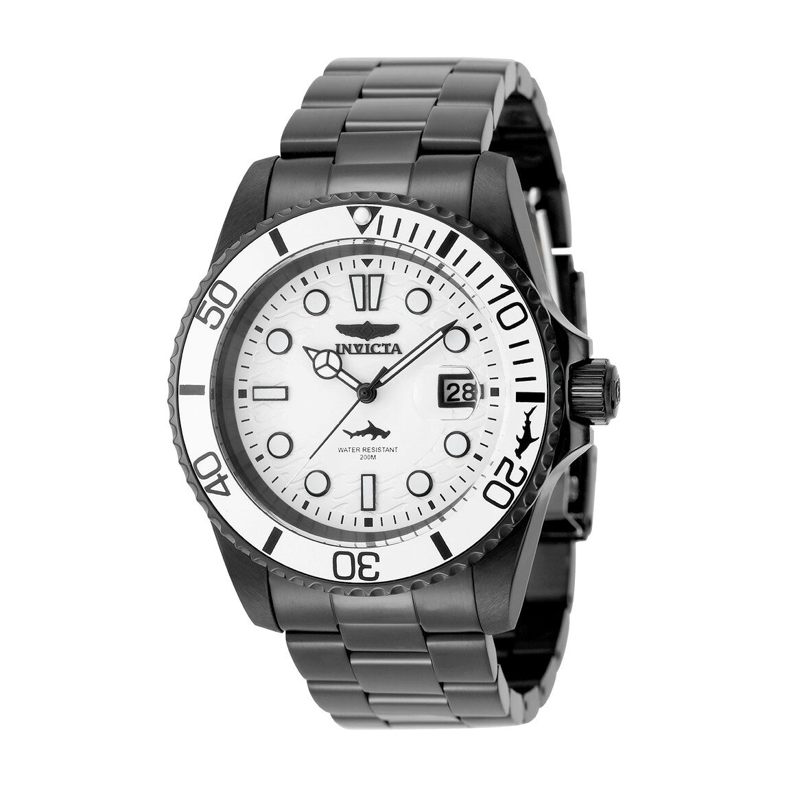 Invicta Pro Diver Vectide 腕時計 42mm ホワイト文字盤 ブラック ステンレスバンド メンズ 50974