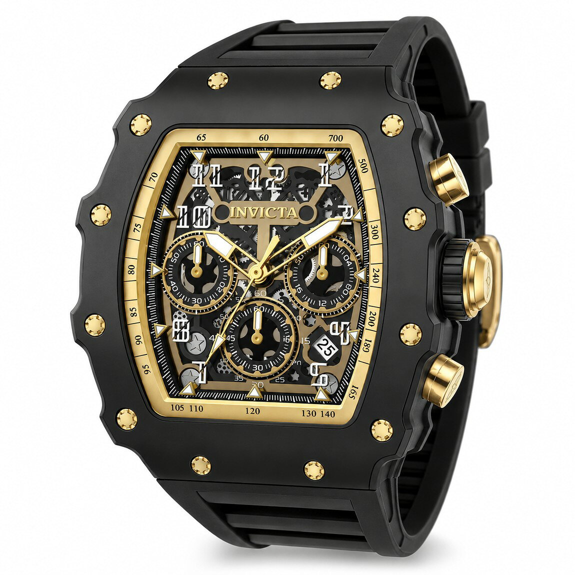 Invicta Racing 腕時計 40mm ブラック ゴールド・カッパー文字盤 シリコンバンド 男女兼用 69771