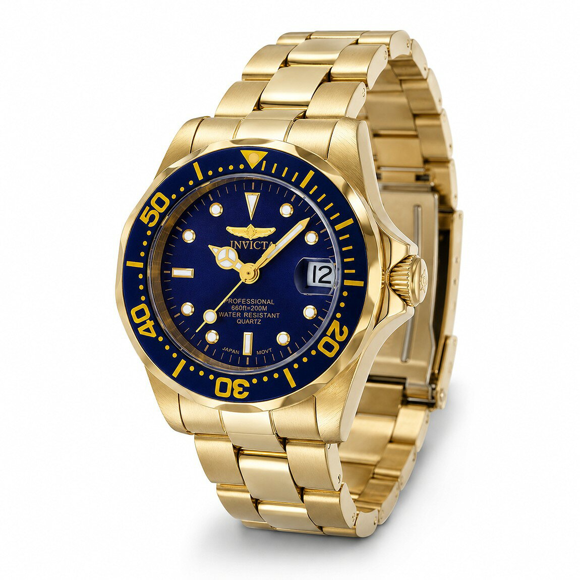 Invicta Pro Diver 腕時計 ケース径24.5mm ブルー文字盤 ゴールド ステンレス クオーツ レディース 8944