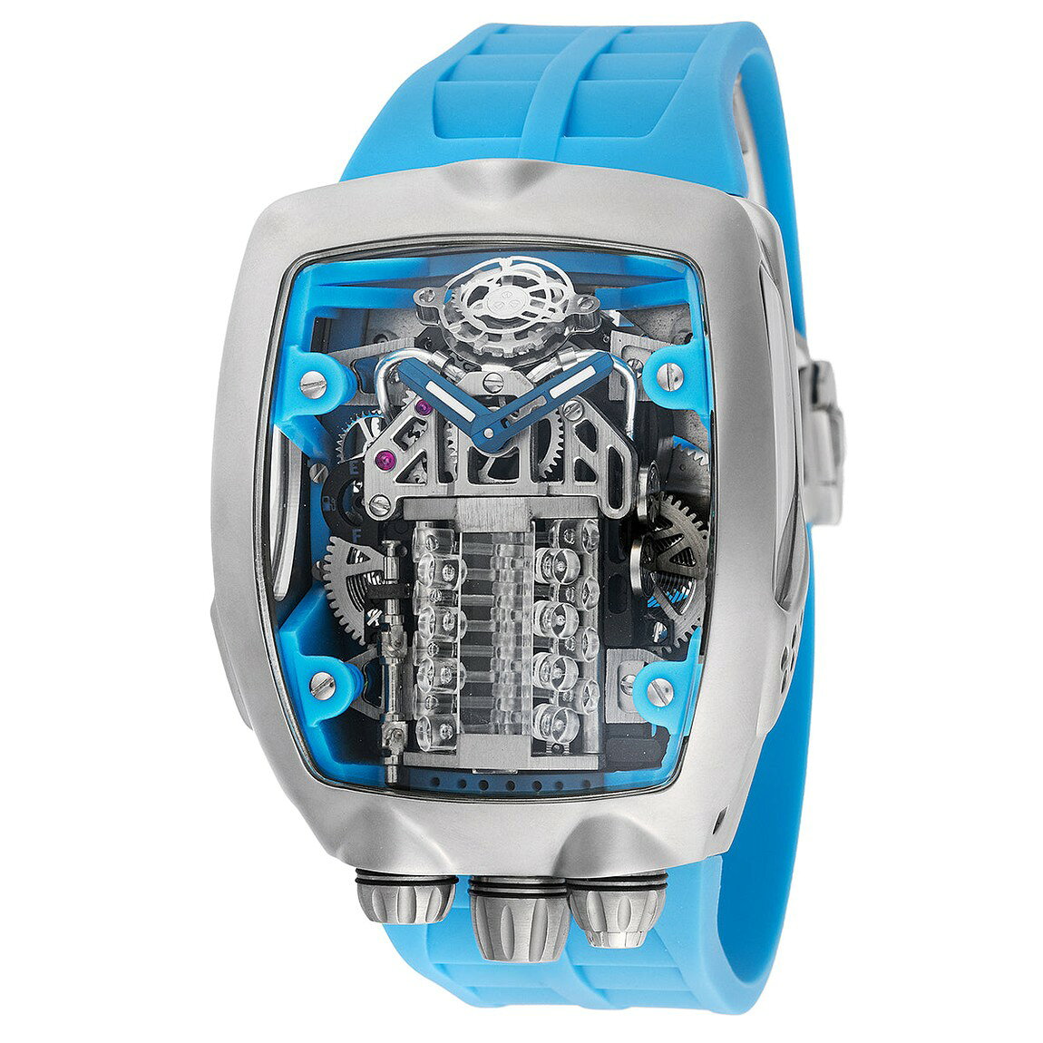 Invicta Montres Prestige Engine X 腕時計 44mm スケルトン文字盤 シルバーケース ブルーバンド メンズ MPW-0154