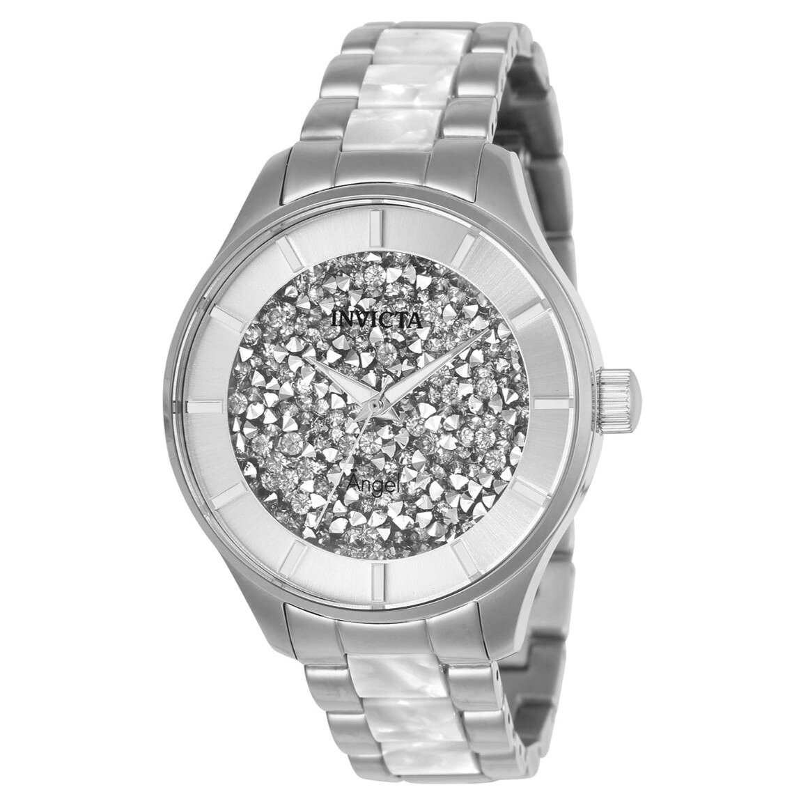 PRODUCT DETAILS Invicta Angel 腕時計 40mm ホワイト クリスタルダイヤル シルバー ステンレス レディース 24667【商品仕様】・ ムーブメント：クォーツ (TMI PC21)・ ケース素材：ステンレススチール・ ケース径：40mm・ バンド素材：ステンレススチール・ バンド長：175mm・ バンド幅：18mm・ 文字盤色：ホワイト、クリスタル・ 風防：フレームフュージョンクリスタル・ 防水性能：100m【特徴】・ 文字盤にクリスタルをあしらった華やかなデザインのAngelコレクションです。・ ケースとバンドにはシルバーカラーのステンレススチールを使用しています。・ 風防には耐圧性の高いフレームフュージョンクリスタルを採用しています。・ 100m（10気圧）の防水性能を備えています。 ■ 商品について 海外輸入品（説明書は英語表記の場合あり） ■ ご注意 ・掲載画像は実物に近い色味になるよう調整しておりますが、ご利用の環境により差異が生じる場合があります。・複数店舗で在庫を共有しているため、ご注文後に在庫切れとなる場合がございます。 ■ 納期について お届けの目安を必ずご確認ください。 海外正規ルート仕入れ品 海外ブランド ▼ 海外正規ブランド店 正規代理店 ▼ 当 店 ※本商品は並行輸入品です 製造元は正規品と同一のブランド・メーカーです。当店では海外正規ルートより仕入れた商品を取り扱っております。流通ルートが異なるのみで、商品自体に違いはございません。 ── 当店の商品について ── 正規品のみ取り扱い 海外正規店・正規代理店から商品を直接仕入れ、国内に輸入して販売しております。 日本未入荷・海外限定モデルも多数 日本未入荷・海外限定モデルも多数取り扱っております。サイズ・カラー違いや海外限定で販売された製品など、日本では手に入りにくいアイテムをお届けいたします。 お求めやすい価格の理由 海外市場での価格差や流通ルートの違いにより、国内販売価格よりお求めやすくなっております。品質はそのままに、よりお手頃な価格でお届けいたします。 安心保証 ご使用前に万が一、製品に不具合がございました場合は、交換または商品代金のご返金にて対応させていただきます。商品到着後5日以内にご連絡ください。 ご注意 海外からの輸入品となります。海外輸送のため、外箱に軽微なスレ等がある場合がございますが、商品本体には影響ございません。 ※在庫状況は仕入先の在庫情報をもとに出来る限り正確に表示しておりますが、取寄せ商品のため、タイミングによりご注文後に欠品・キャンセルとなる場合がございます。 お探しの商品がございましたら、お気軽にご相談ください。
