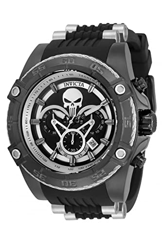 InvictaCrN^ Y Marvel Stainless Steel Quartz Watch with Silicone Strap, Silver Black, 26 (Model: 35558) rv