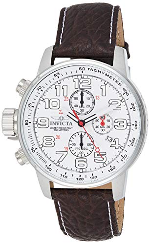 InvictaCrN^ Y 2771 Force Collection Stainless Steel Left-Handed Watch with Brown Leather Band rv
