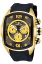 InvictaCrN^ Yjp Lupah Revolution NmOt Gold Tone Case Black Polyurethane Strap Watch 10067